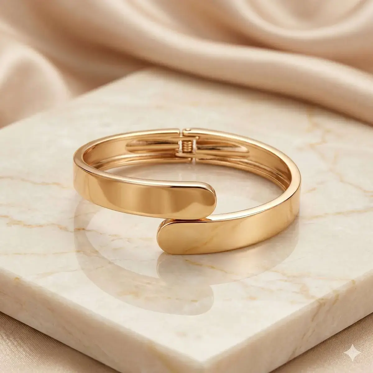 Rose Gold Minimal Open Cuff Bracelet and Golden Leaf Designer Bracelet