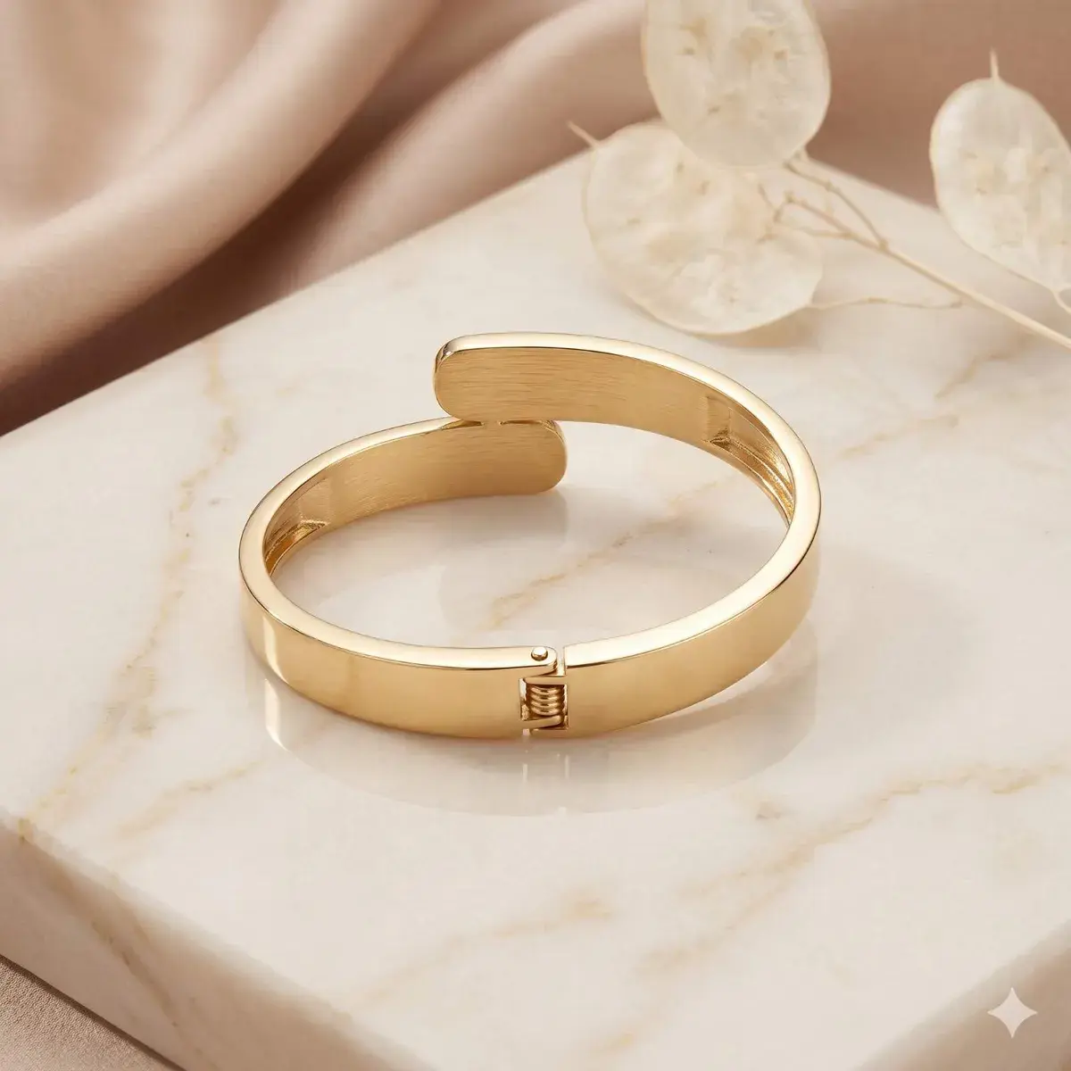 Rose Gold Minimal Open Cuff Bracelet and Golden Leaf Designer Bracelet