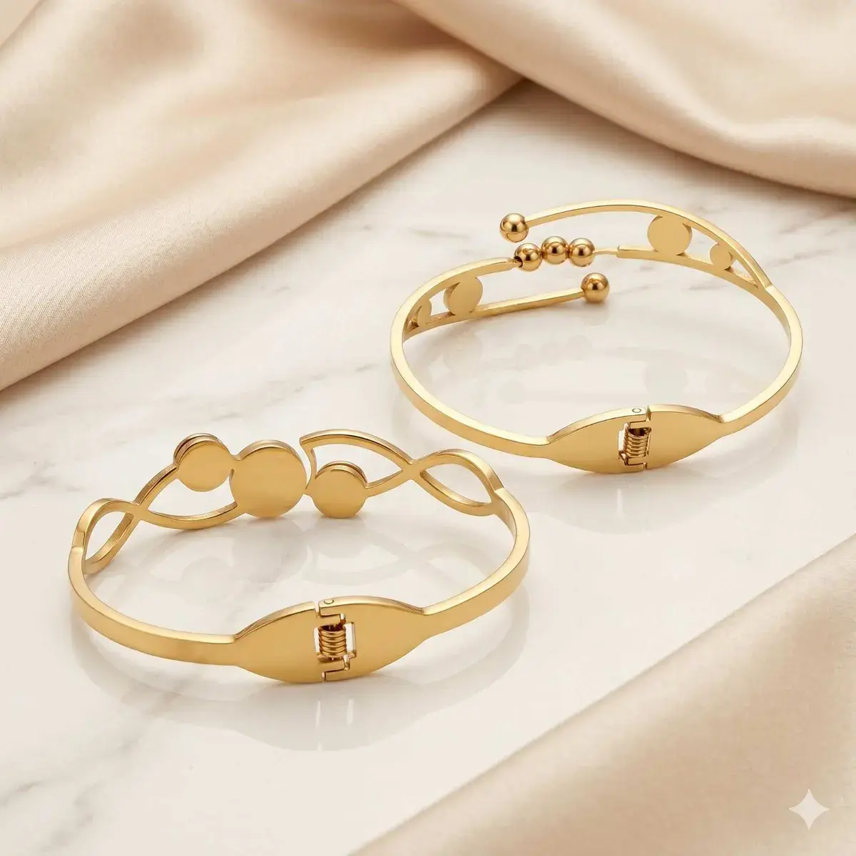 Trendy Desire Luxe Gold-Tone Designer Bangle Combo Set (Pack of 2)