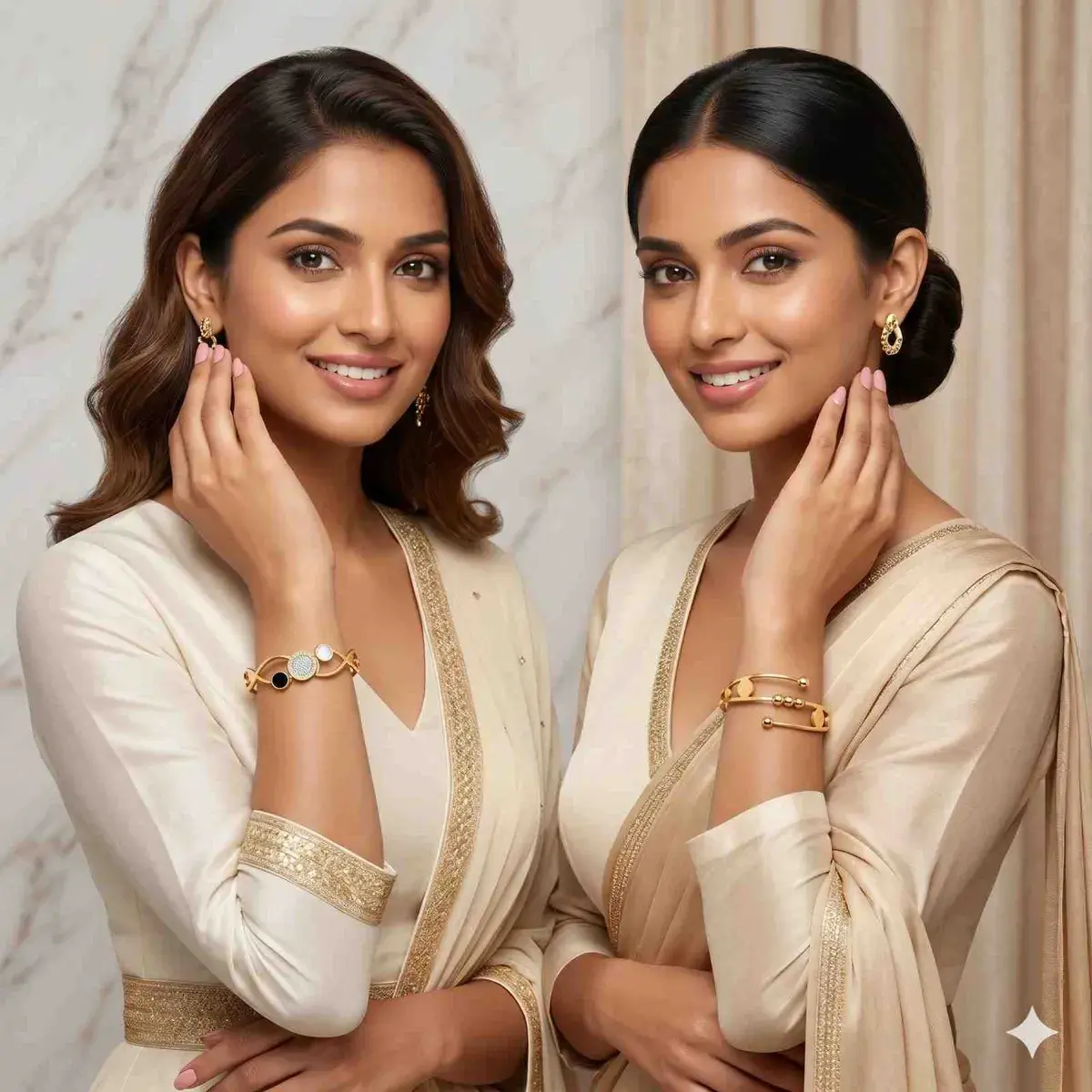 Trendy Desire Luxe Gold-Tone Designer Bangle Combo Set (Pack of 2)