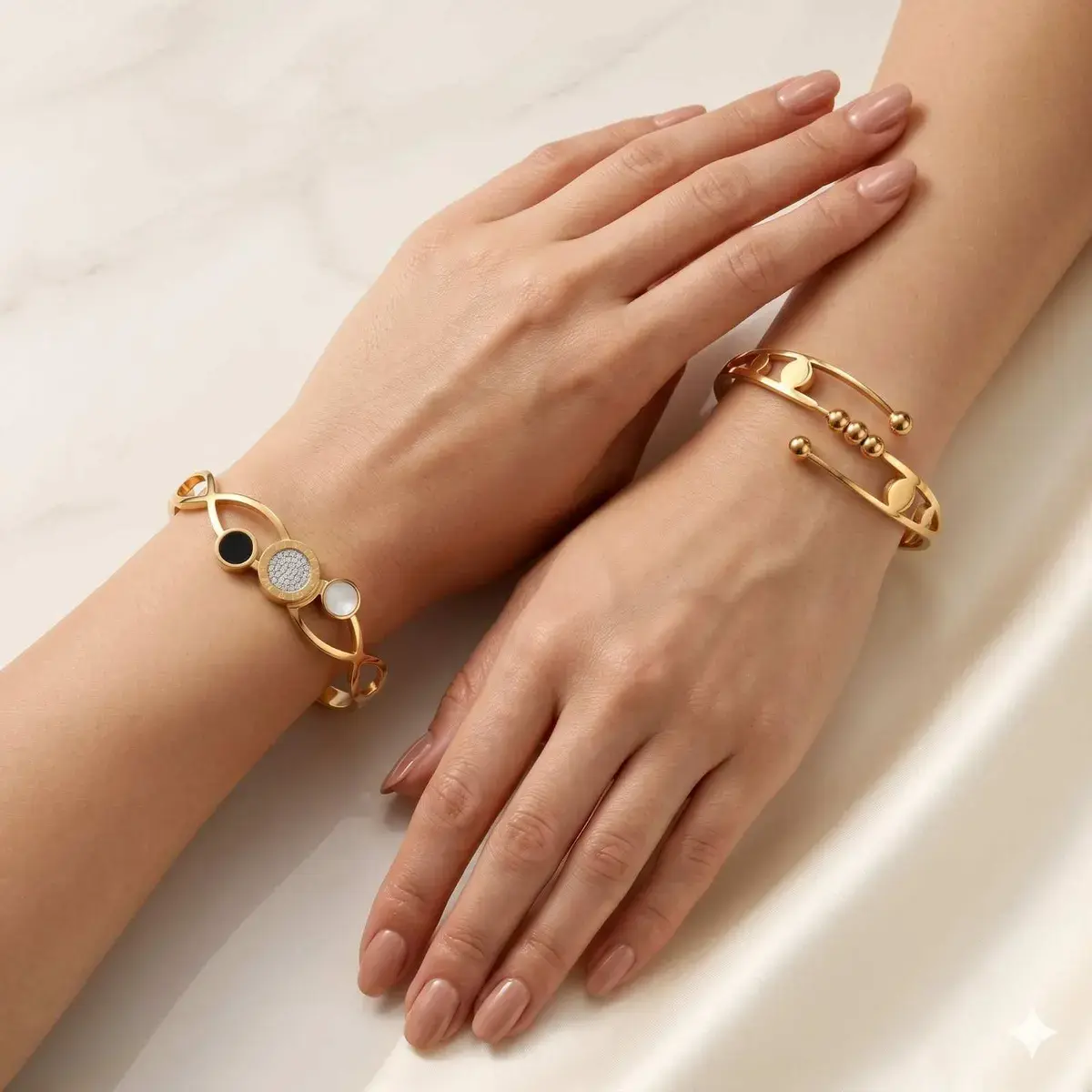 Trendy Desire Luxe Gold-Tone Designer Bangle Combo Set (Pack of 2)