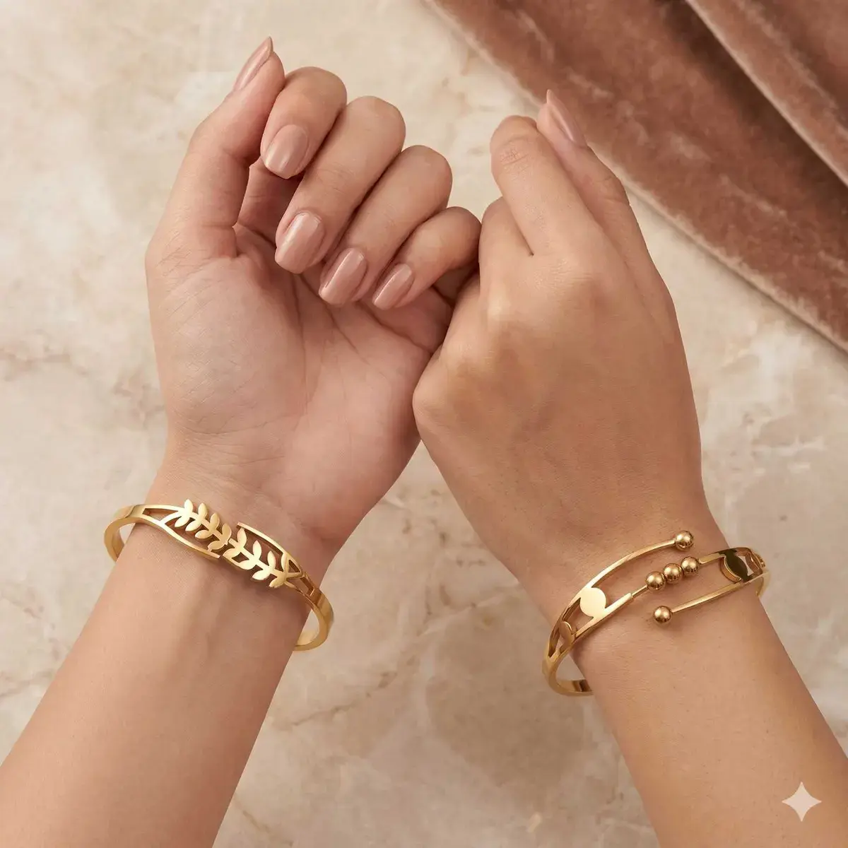 Golden Leaf & Bead Bracelet Combo for Women