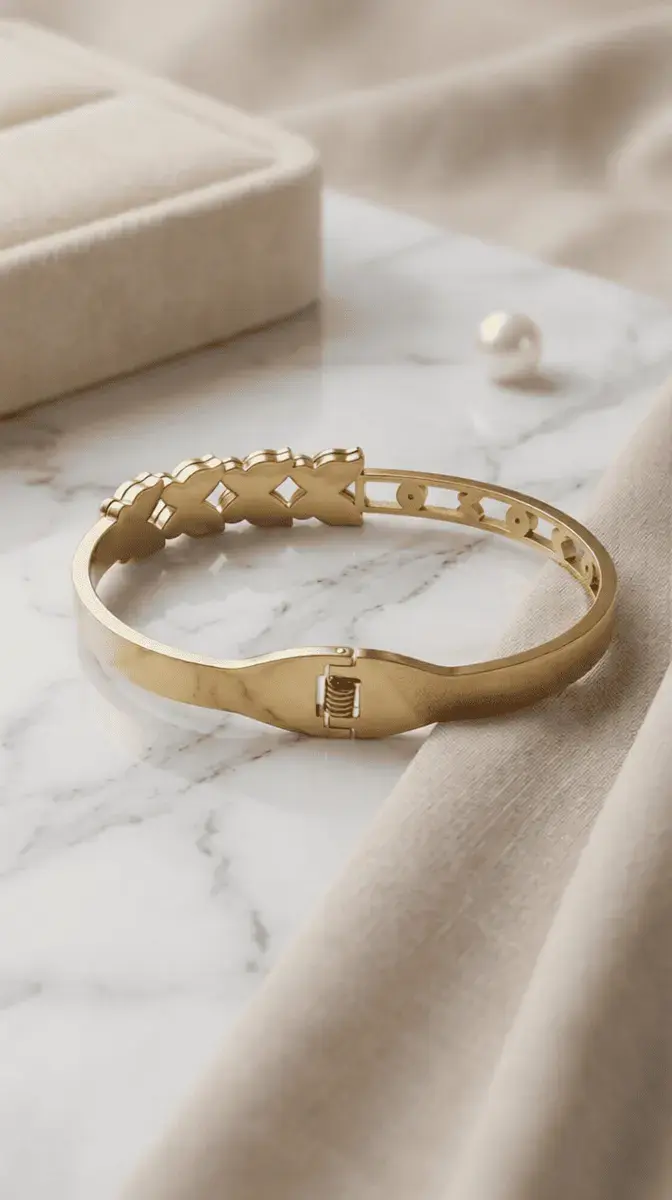 Clover Design Anti-Tarnish Gold Kada for Women