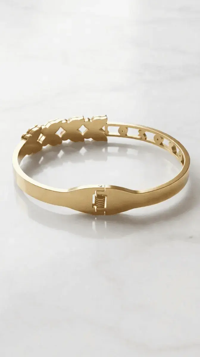 Clover Design Anti-Tarnish Gold Kada for Women