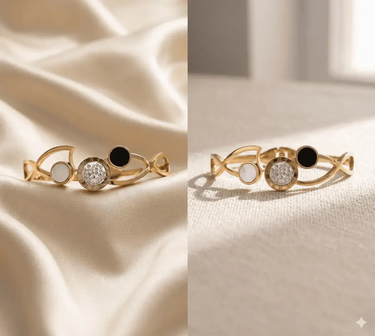 Dual Design Anti-Tarnish Gold Kada (Set of 2 / Single) for Women