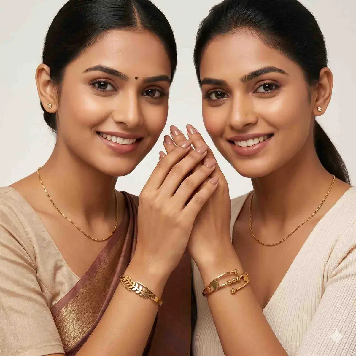 Golden Leaf & Bead Bracelet Combo for Women