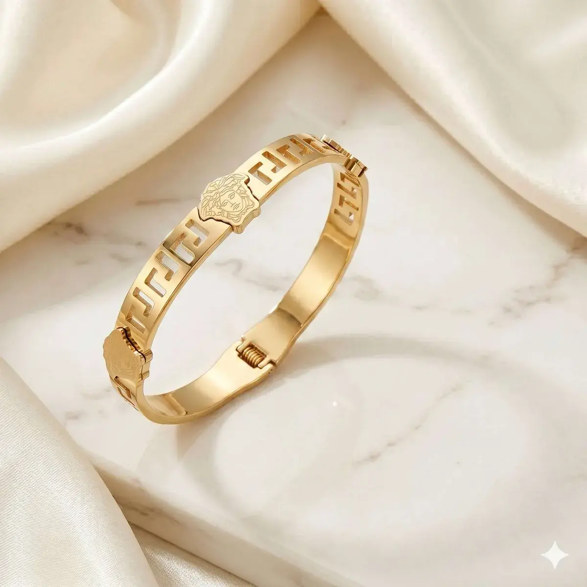 Premium gold finish lion design kada bracelet for women